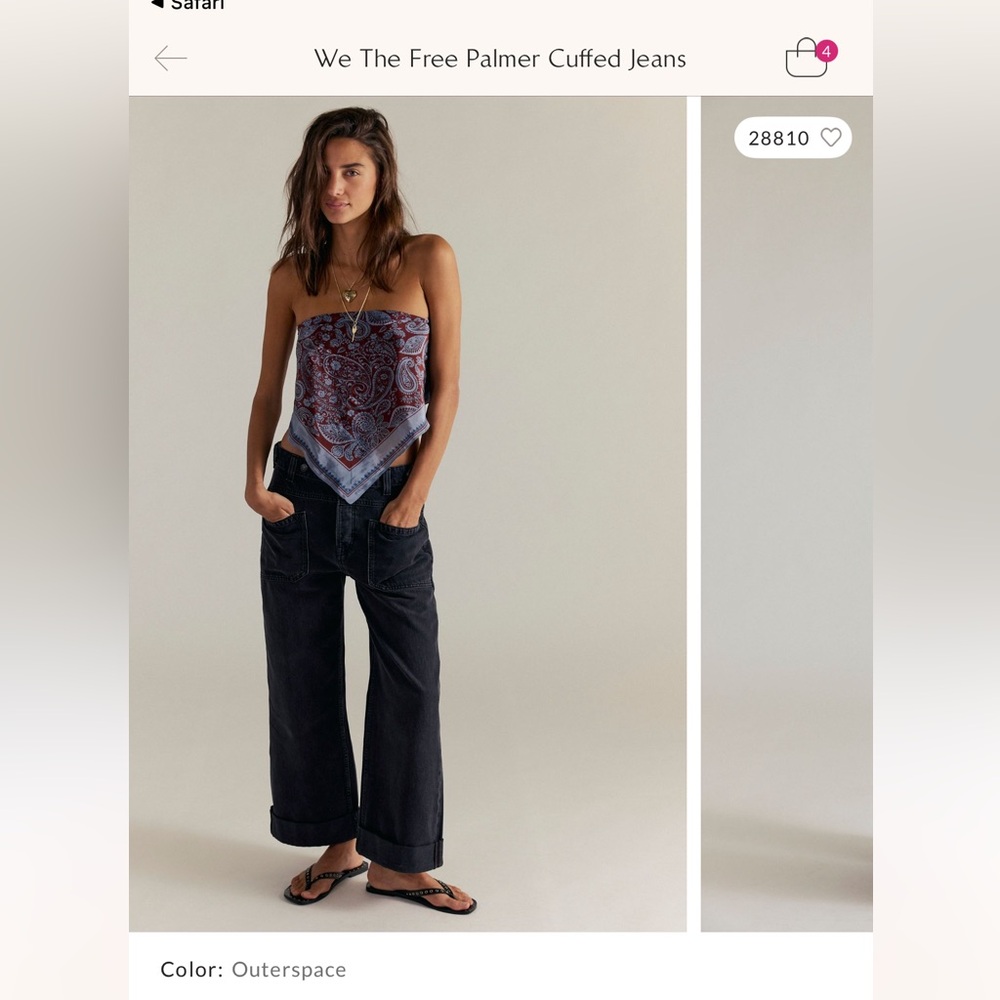 Free people Palmer cuffed jeans size 31